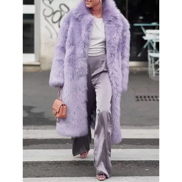CHARTOU Women's Fluffy Faux Fur Overcoat Winter Warm Thicken Open Front Long Maxi Outwear