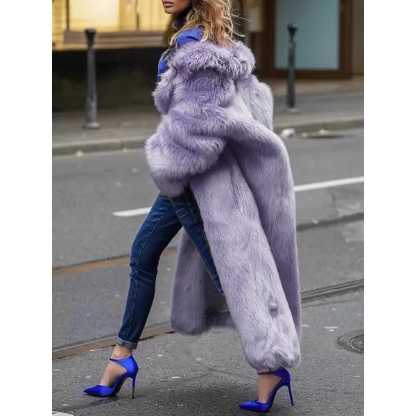 CHARTOU Women's Fluffy Faux Fur Overcoat Winter Warm Thicken Open Front Long Maxi Outwear