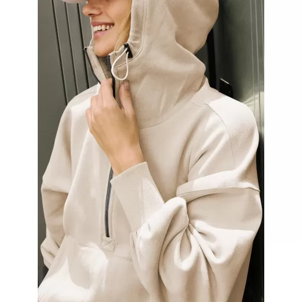 CHARTOU Women's Half Zip Pullover Hoodie Casual Kangaroo Pocket Crop Sweatshirt Tops