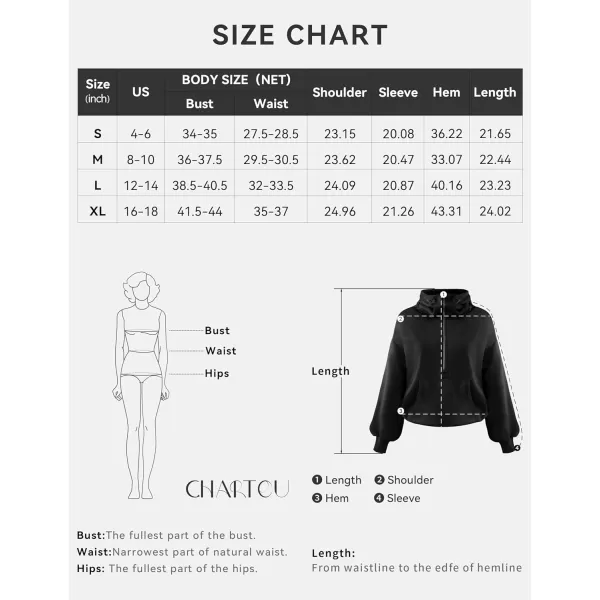CHARTOU Women's Half Zip Pullover Hoodie Casual Kangaroo Pocket Crop Sweatshirt Tops