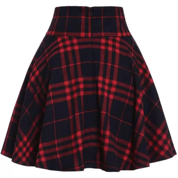 CHARTOU Women's High Waist Drawstring Plaid Ruffle Versatile Pleated A Line Short Skirt