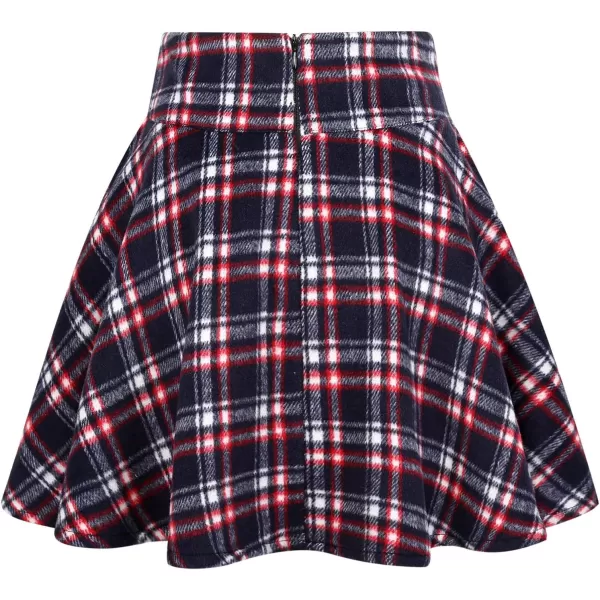 CHARTOU Women's High Waist Drawstring Plaid Ruffle Versatile Pleated A Line Short Skirt