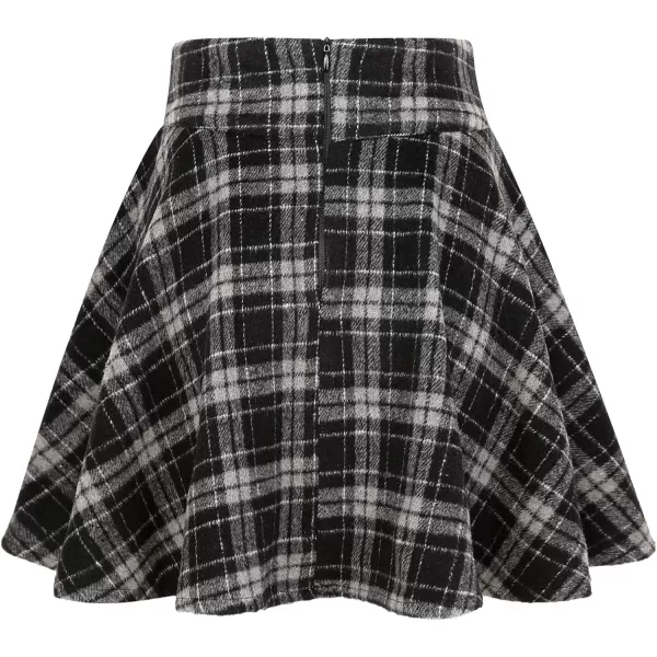 CHARTOU Women's High Waist Drawstring Plaid Ruffle Versatile Pleated A Line Short Skirt