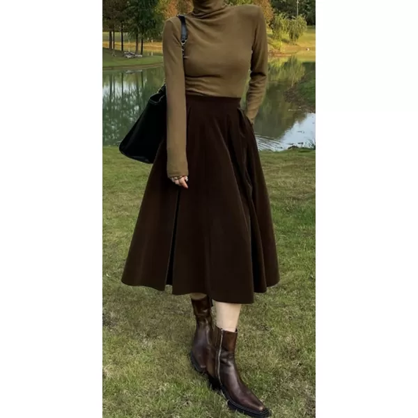 CHARTOU Women's High Waist Vintage Velvet Flared A-Line Winter Long Skirt