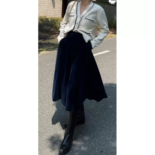 CHARTOU Women's High Waist Vintage Velvet Flared A-Line Winter Long Skirt