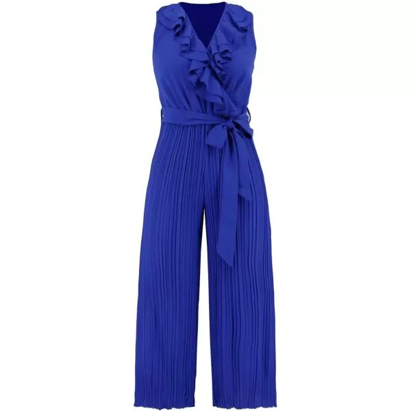CHARTOU Women's Jumpsuits Sleeveless Ruffled V-Neck Pleated Wide Leg Pants Rompers Overalls