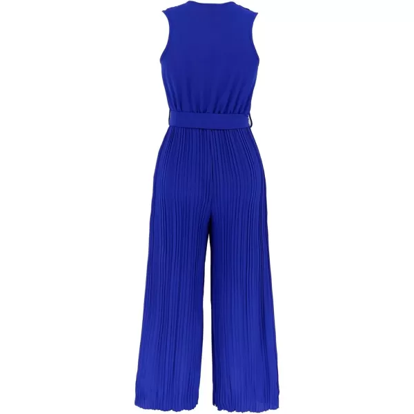 CHARTOU Women's Jumpsuits Sleeveless Ruffled V-Neck Pleated Wide Leg Pants Rompers Overalls