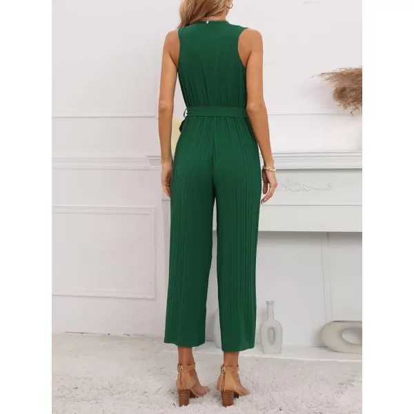 CHARTOU Women's Jumpsuits Sleeveless Ruffled V-Neck Pleated Wide Leg Pants Rompers Overalls