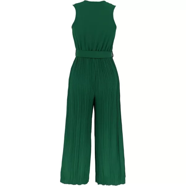 CHARTOU Women's Jumpsuits Sleeveless Ruffled V-Neck Pleated Wide Leg Pants Rompers Overalls