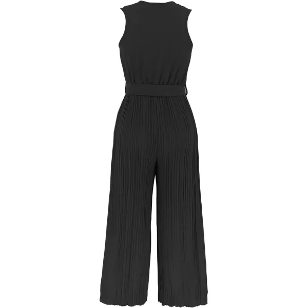 CHARTOU Women's Jumpsuits Sleeveless Ruffled V-Neck Pleated Wide Leg Pants Rompers Overalls