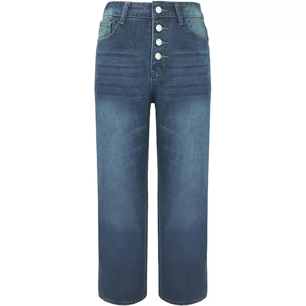 CHARTOU Women's Loose Button Roll Up Denim Jeans Pants Mid Waist Cat Print Baggy Cropped Pants