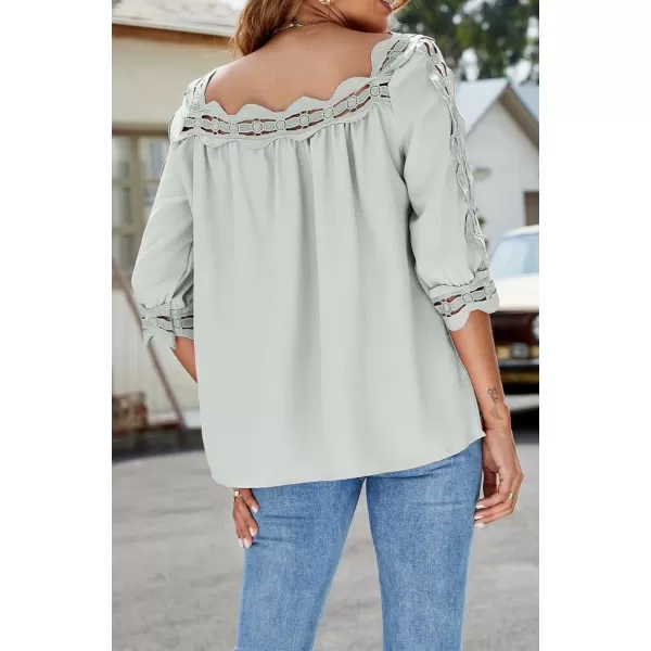 CHARTOU Women's Loose Lace Half Sleeve Ruffle Blouse Shirt Work Office Hollow Out Pullover Top