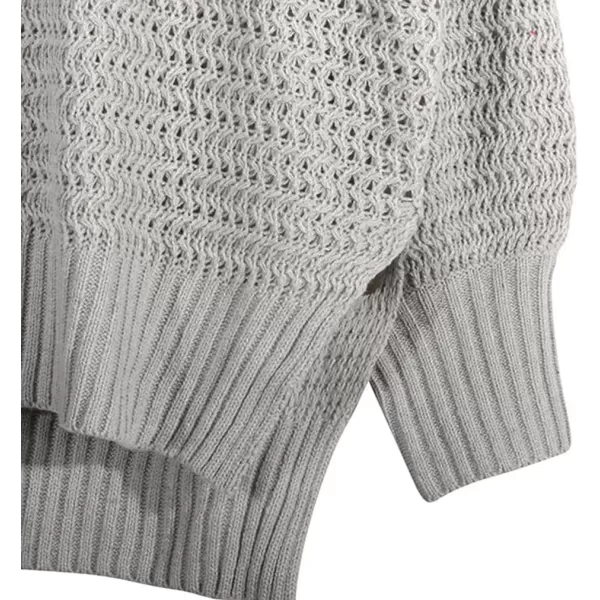 CHARTOU Women's Loose Mock Neck Side Slit Cable Knit Sweater Oversized Knitwear Pullover