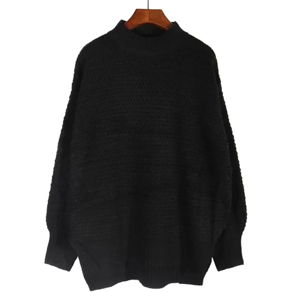 CHARTOU Women's Loose Mock Neck Side Slit Cable Knit Sweater Oversized Knitwear Pullover