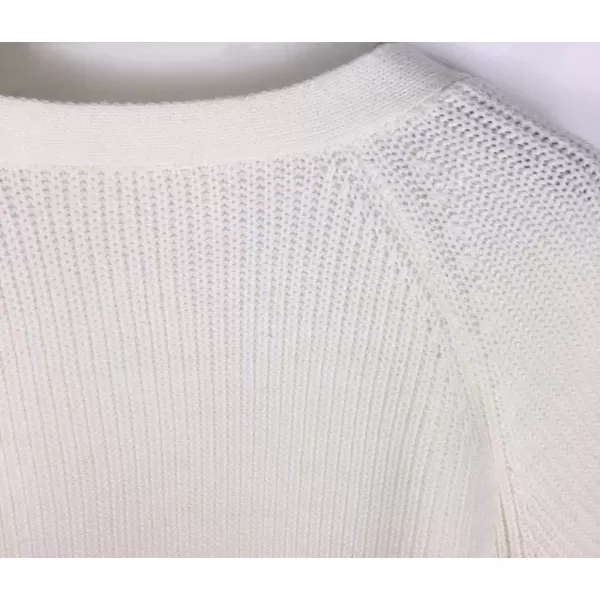 CHARTOU Women's Loose V Neck Lantern Sleeve Knit Ribbed Sweater Jacket Short Cardigan Knitwear