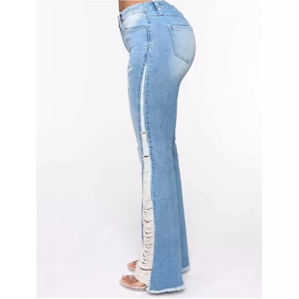 CHARTOU Women's Mid-Rise Bootcut Jeans Ripped Distressed Denim Flare Pants
