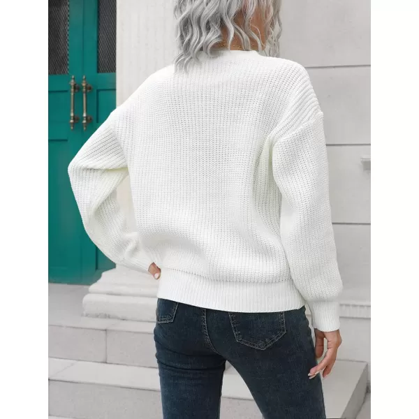 CHARTOU Women's Oversized Casual Crew Neck Chic Button Slouchy Pullover Sweater