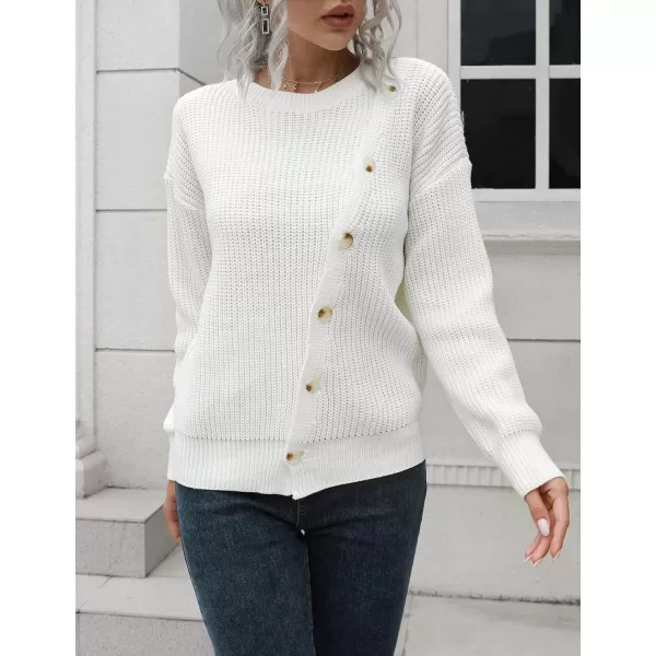 CHARTOU Women's Oversized Casual Crew Neck Chic Button Slouchy Pullover Sweater