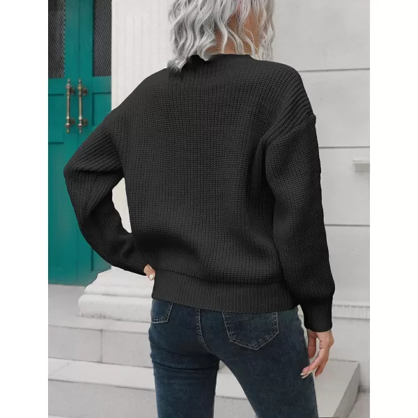CHARTOU Women's Oversized Casual Crew Neck Chic Button Slouchy Pullover Sweater