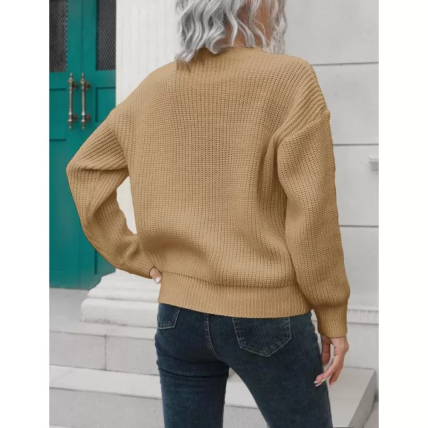 CHARTOU Women's Oversized Casual Crew Neck Chic Button Slouchy Pullover Sweater