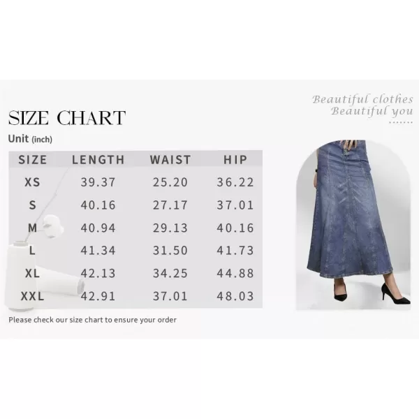 CHARTOU Women's Retro Exposure Button-Fly Packaged Hip A-Line Maxi Long Denim Skirt