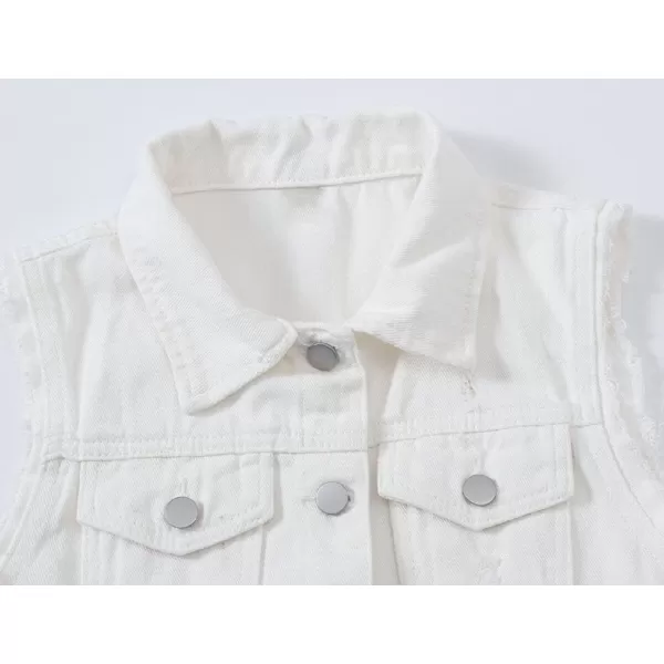 CHARTOU Women's Ripped Lapel Collar Button Up Sleeveless Frayed Denim Vest Jacket