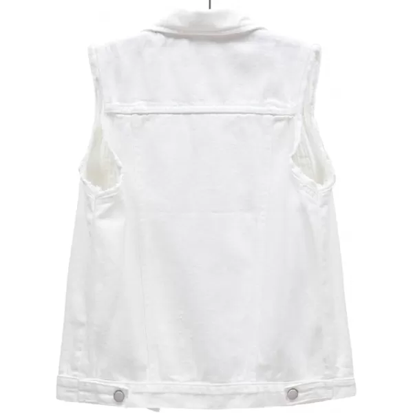 CHARTOU Women's Ripped Lapel Collar Button Up Sleeveless Frayed Denim Vest Jacket