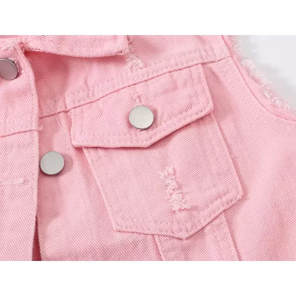 CHARTOU Women's Ripped Lapel Collar Button Up Sleeveless Frayed Denim Vest Jacket