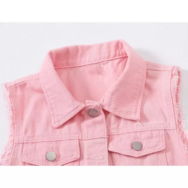 CHARTOU Women's Ripped Lapel Collar Button Up Sleeveless Frayed Denim Vest Jacket