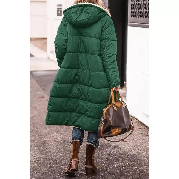 CHARTOU Women's Sherpa Lined Padded Quilted Coat Reversible Trench Coat Hooded Puffer Jacket Parka