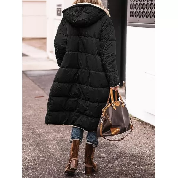 CHARTOU Women's Sherpa Lined Padded Quilted Coat Reversible Trench Coat Hooded Puffer Jacket Parka