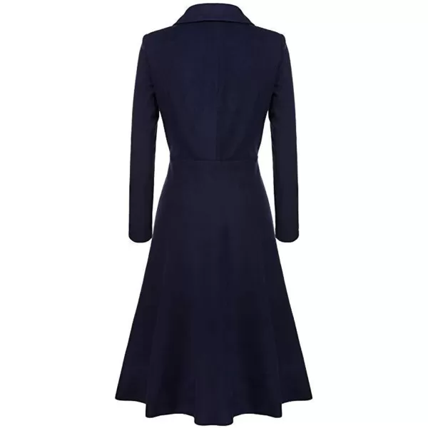 CHARTOU Women's Slim Fit Single Breasted Long Sleeve Ruffle Work Office Pea Coat Trench Coat
