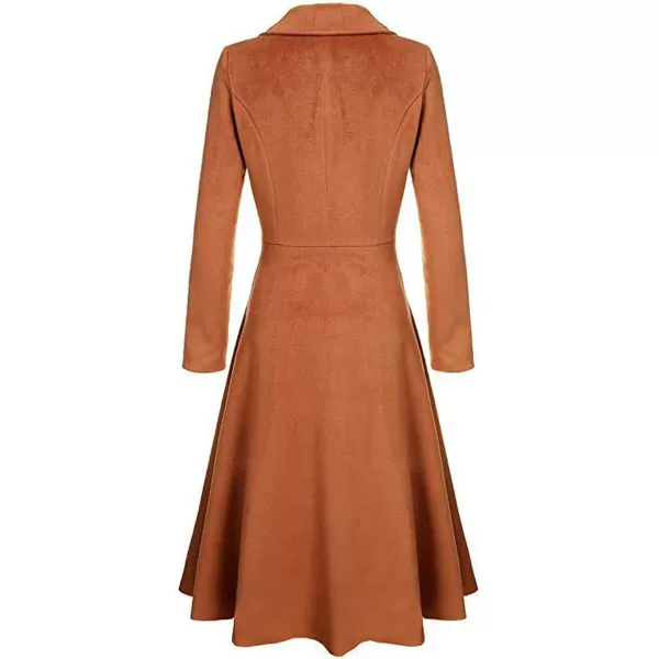 CHARTOU Women's Slim Fit Single Breasted Long Sleeve Ruffle Work Office Pea Coat Trench Coat