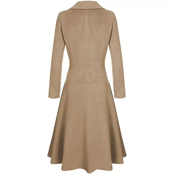 CHARTOU Women's Slim Fit Single Breasted Long Sleeve Ruffle Work Office Pea Coat Trench Coat