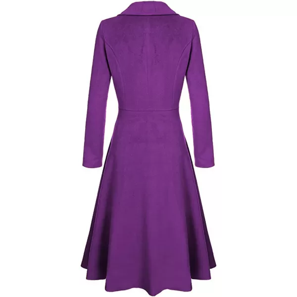 CHARTOU Women's Slim Fit Single Breasted Long Sleeve Ruffle Work Office Pea Coat Trench Coat