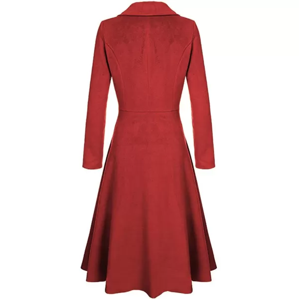 CHARTOU Women's Slim Fit Single Breasted Long Sleeve Ruffle Work Office Pea Coat Trench Coat