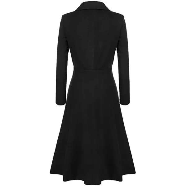 CHARTOU Women's Slim Fit Single Breasted Long Sleeve Ruffle Work Office Pea Coat Trench Coat