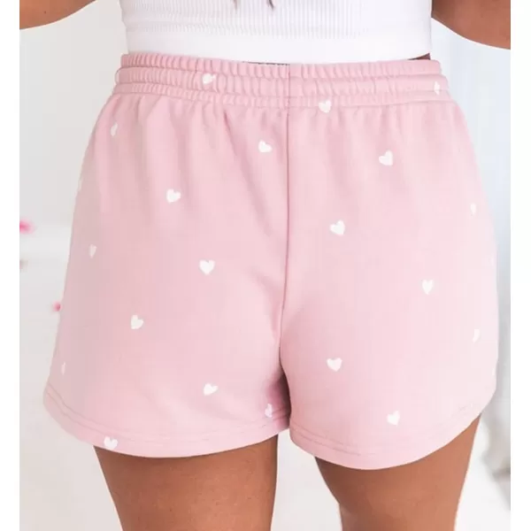 CHARTOU Women's Summer Drawstring Waist Cute Heart Print Casual Comfy Lounge Shorts