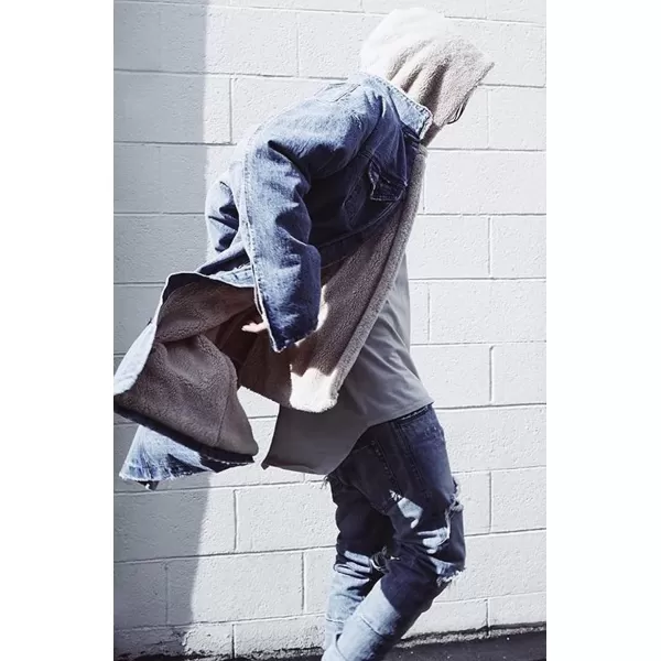 CHARTOU Women's Thicken Loose Sherpa Fleece Lined Button Down Long Denim Jacket Overcoat