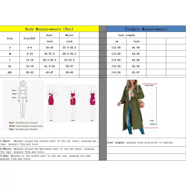 CHARTOU Women's Trench Coat Notch Lapel Double Breasted Belted Overcoat Long Jacket
