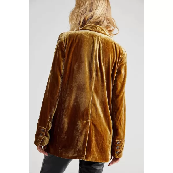CHARTOU Women's Velvet Blazers Notch Lapel Double Breasted Work Office Blazer Jacket