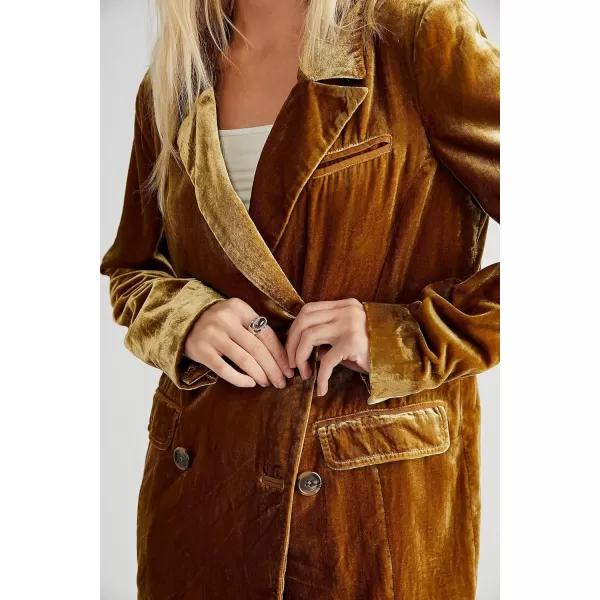CHARTOU Women's Velvet Blazers Notch Lapel Double Breasted Work Office Blazer Jacket