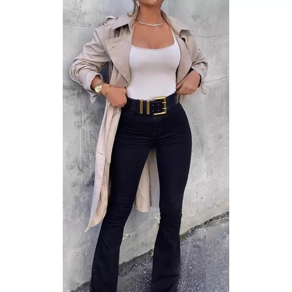 CHARTOU Women's Vintage High Waist Bell Bottom Butt-Lift Skinny Denim Jeans Pants