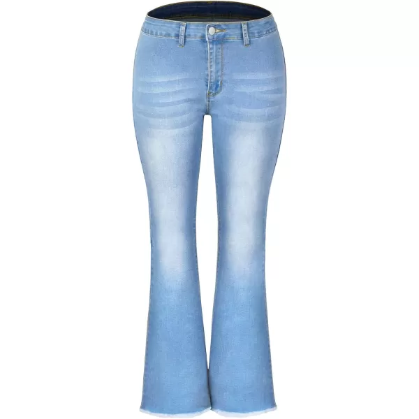 CHARTOU Women's Washed Mid Rise Frayed Raw Hem Skinny Stretchy Bootcut Jeans