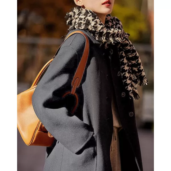 CHARTOU Women's Wool Blend Pea Coat Notch Lapel Winter Coat Midi Long Oversized Overcoat