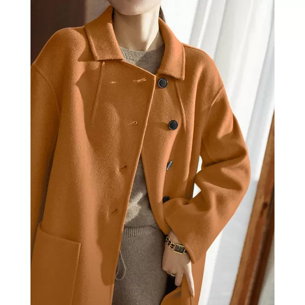 CHARTOU Women's Wool Blend Pea Coat Notch Lapel Winter Coat Midi Long Oversized Overcoat