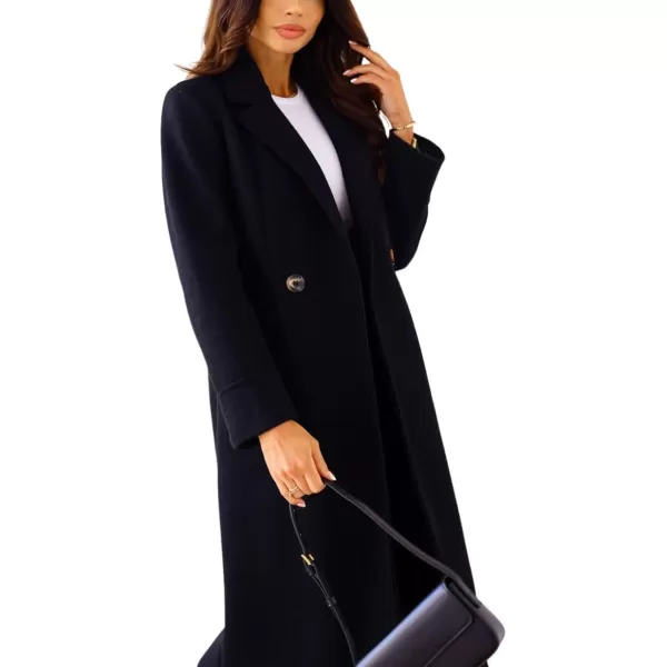 CHARTOU Women's Wool Blend Single-Row-Button Double Breasted Trench Coat