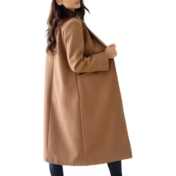 CHARTOU Women's Wool Blend Single-Row-Button Double Breasted Trench Coat