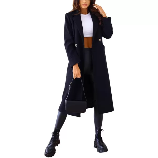 CHARTOU Women's Wool Blend Single-Row-Button Double Breasted Trench Coat