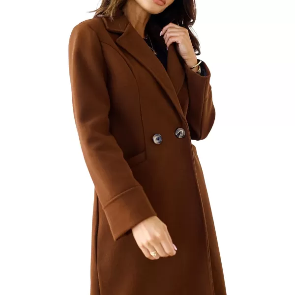 CHARTOU Women's Wool Blend Single-Row-Button Double Breasted Trench Coat